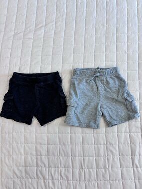 Jumping Beans Bundle of 2 Sweatshorts Cargo Knit Shorts - Gray and Black 18M